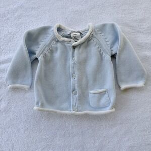 A Soft Idea Baby Cardigan Rolled Neck Sweater 3 Months Light Blue Blank Cotton